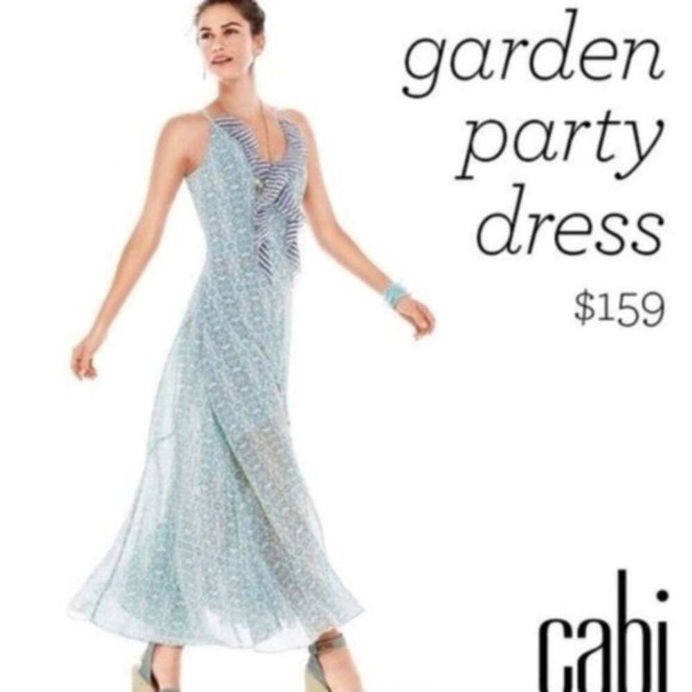 CAbi 5104 Garden Party Maxi Dress Size 6 Sheer Provincial Long Asymmetrical